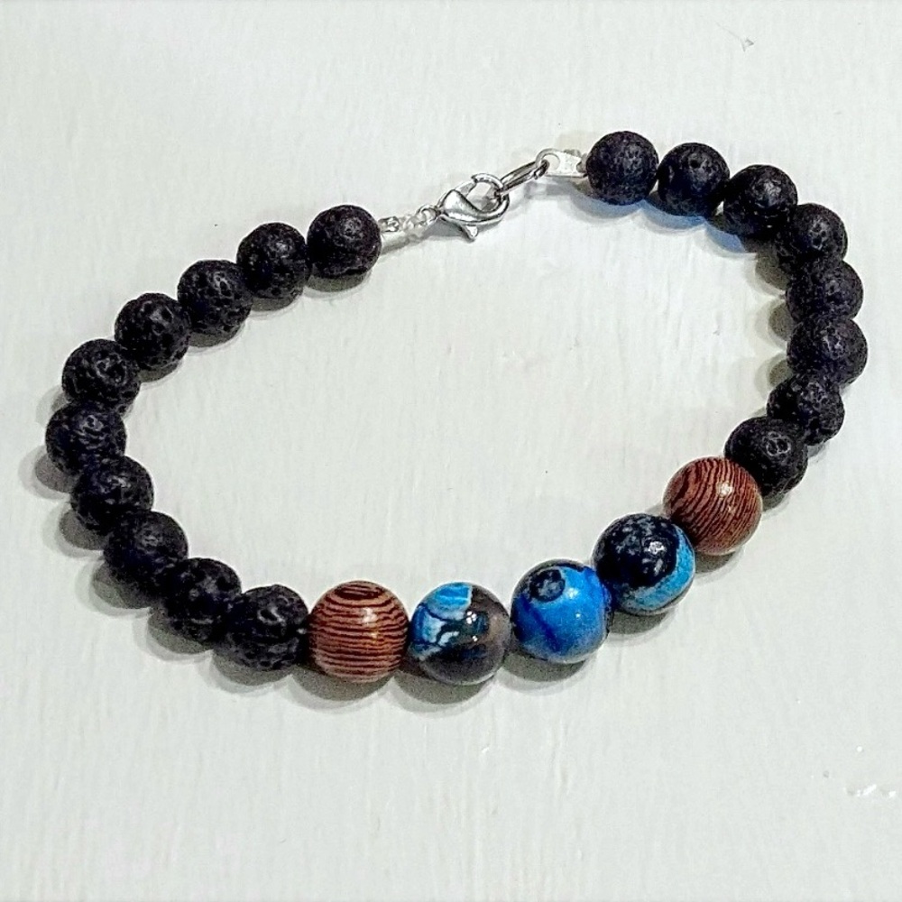 Lava Stone & Agate Bracelet - Picture 2 of 3